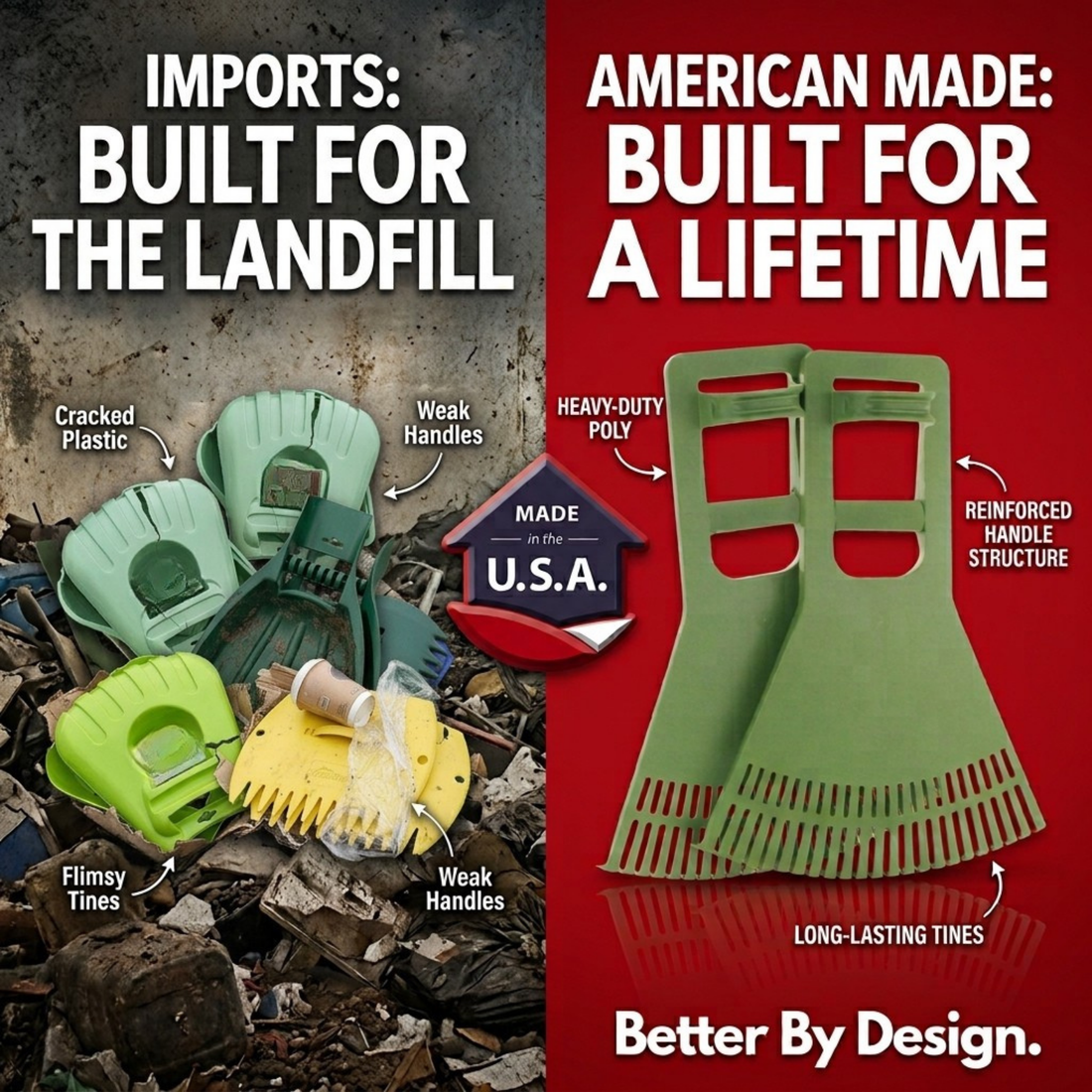 Pick-Up Claws™ Leaf Scoops – Ergonomic Lawn Cleanup Tool  Made in USA